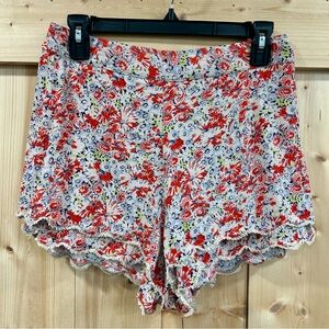 Free People Intimately Floral Boho Micro Shorts Scalloped Hem - Size M